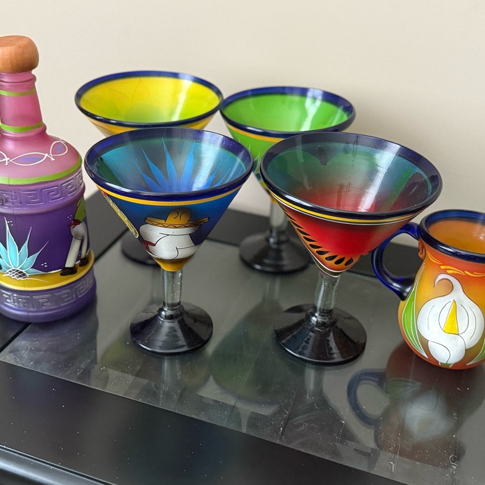 Colorful Hand-Painted Drinkware Set